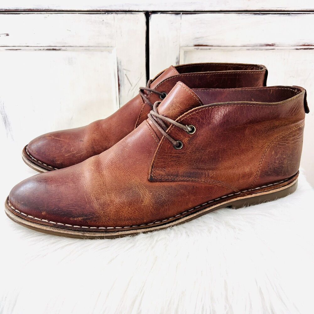Franco Fortini Austin Brown Worn Distressed Leather Low Ankle Boots ~ Size 11.5